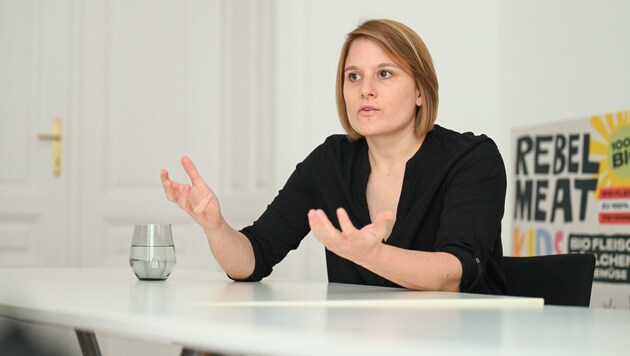Cornelia Habacher (34) beim Interview mit der "Krone". (Bild: Wenzel Markus)