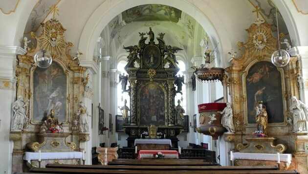 Das Verbrechen geschah in der Valentinskirche in Braunau. (Bild: dorfhaselbach.at)