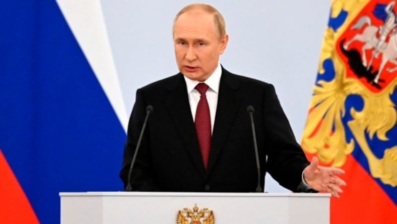 Russlands Präsident Wladimir Putin nutzte seine Rede anlässlich der Annexion der besetzten Gebiete auch dazu, heftige Attacken auf den Westen zu reiten. (Bild: ASSOCIATED PRESS)