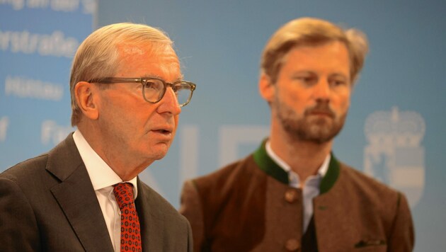 Landeshauptmann Haslauer (ÖVP) und Maximilian Mayr-Melnhof (Bild: Andreas Tröster)