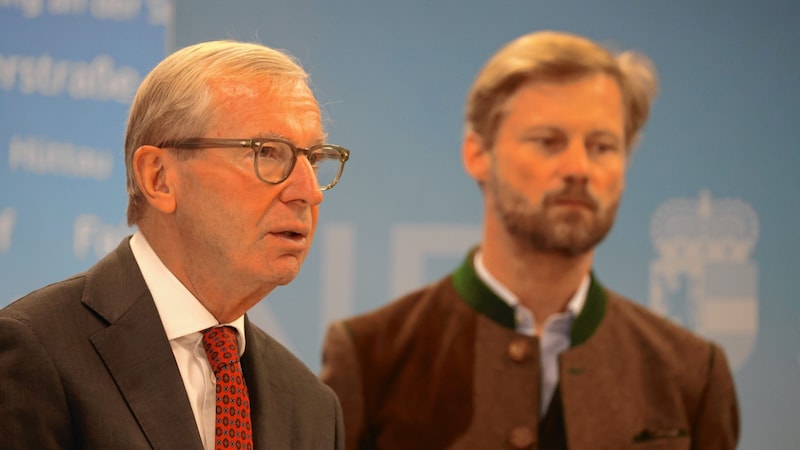 Landeshauptmann Haslauer (ÖVP) und Maximilian Mayr-Melnhof (Bild: Andreas Tröster)