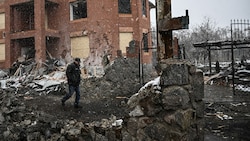 Zerstörung in Bila Zerkwa (Aufnahme von Anfang März 2022) (Bild: AFP)
