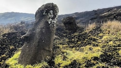 Bei einem verheerenden Buschbrand auf der für ihre kolossalen Steinfiguren bekannten Osterinsel sind mehrere der weltberühmten Statuen verkohlt und beschädigt worden. (Bild: AFP/Rapanui Municipality)