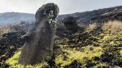 Bei einem verheerenden Buschbrand auf der für ihre kolossalen Steinfiguren bekannten Osterinsel sind mehrere der weltberühmten Statuen verkohlt und beschädigt worden. (Bild: AFP/Rapanui Municipality)