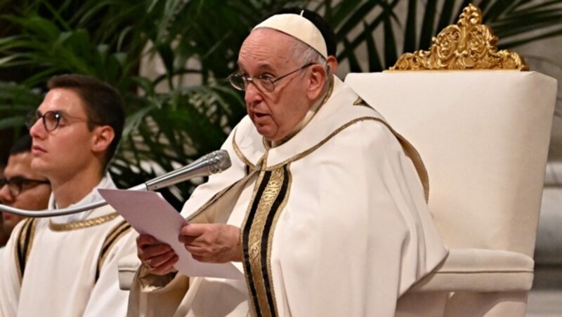 Papst Franziskus während der Jubiläumsmesse (Bild: AFP)