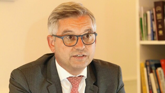 Finanzminister Magnus Brunner in seinem Büro (Bild: Jöchl Martin)