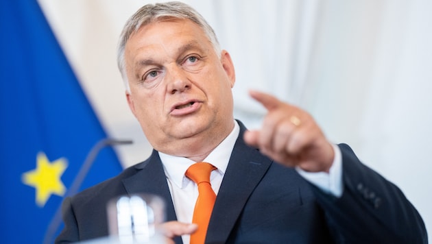 Orban wettert gegen die EU-Sanktionen - mit einer „Befragung“ möchte er jetzt weiter Druck auf Brüssel machen. (Bild: APA/Georg Hochmuth)