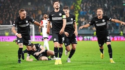 Otar Kiteishvili (Nummer 10) bescherte Sturm Graz mit seinem Treffer in der Nachspielzeit den Sieg (Bild: Sepp Pail)