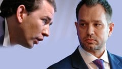 Einst Weggefährten, nun Gegner: Ex-Kanzler Sebastian Kurz und Schlüsselfigur Ex-Finanz-General Thomas Schmid (Bild: Krone KREATIV, picturdesk.com, Peter Tomschi)