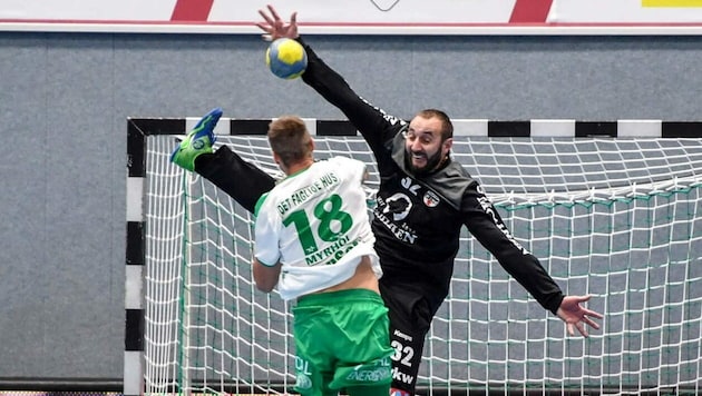 Bereits vor drei Jahren zog Hard-Torwart Golub Doknic den Dänen im Europacup den Nerv. (Bild: GEPA pictures)