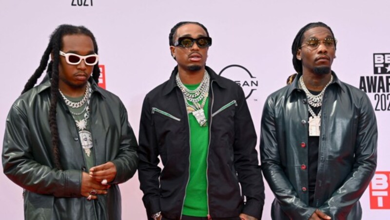 Takeoff, Quavo und Offset (von links) bildeten das Trio Migos (Bild: 2021 Getty Images)