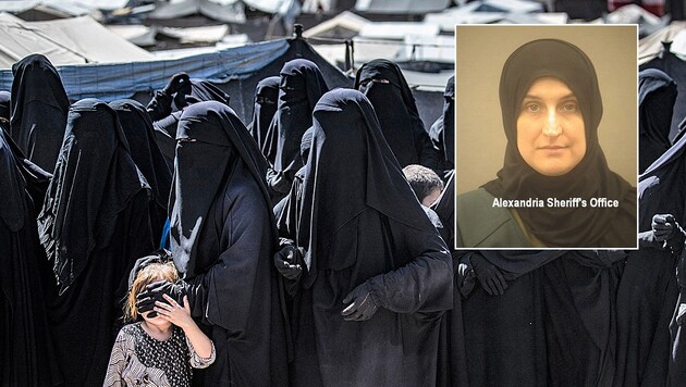 Allison Fluke-Ekren (42, kl. Bild) wurde zu 20 Jahren Haft verurteilt, weil sie eine Gruppe von IS-Kämpferinnen angeführt und mehr als 100 Frauen und Mädchen militärisch ausgebildet hatte. (Bild: AFP)