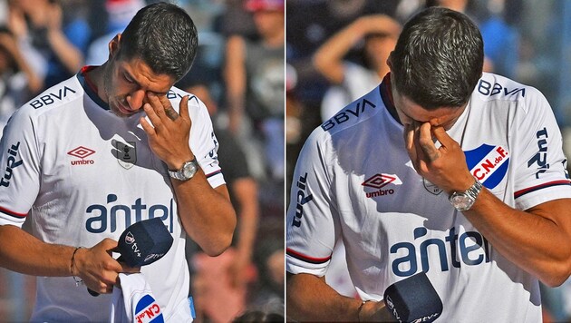 Luis Suarez weint bei seinem Abschied von Nacional de Montevideo bittere Tränen. (Bild: APA/AFP/Pablo PORCIUNCULA)
