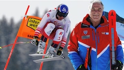 Salzburgs Ski-Präsident Gensbichler (re.) blickt optimistisch auf die WM 2025. (Bild: AP/Giovanni Auletta)