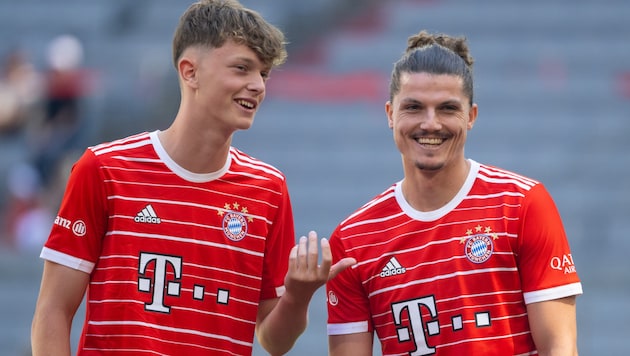 Paul Wanner, here with Marcel Sabitzer, is currently on loan from Bayern Munich to Heidenheim so that he can gain match practice. (Bild: Sven Hoppe / dpa / picturedesk.com)