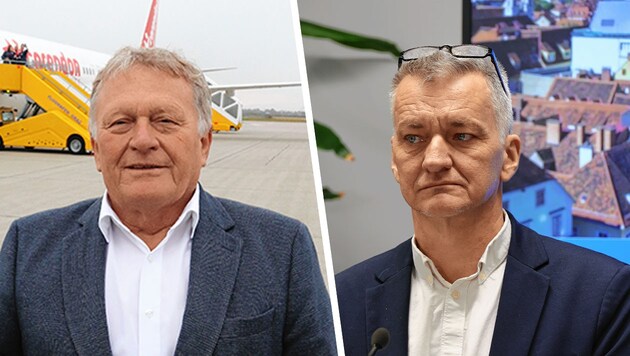 Holding-Graz-Vorstand Wolfgang Malik und KPÖ-Finanzstadtrat Manfred Eber (Bild: Krone KREATIV, Christian Jauschowetz)