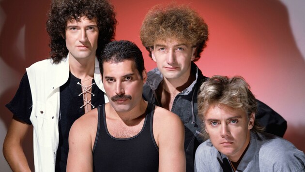 Gitarrist Brian May, Sänger Freddie Mercury, Bassist John Deacon und Schlagzeuger Roger Taylor (v. li.), kurz Queen. (Bild: Honorar)