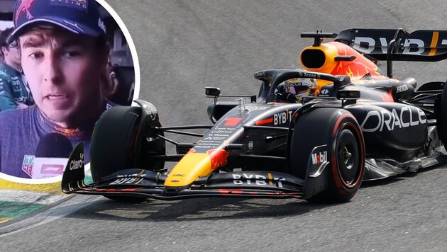 Dicke Luft zwischen Sergio Perez (kl. Bild) und Max Verstappen (Bild: AP, twitter.com/filmaholic_)