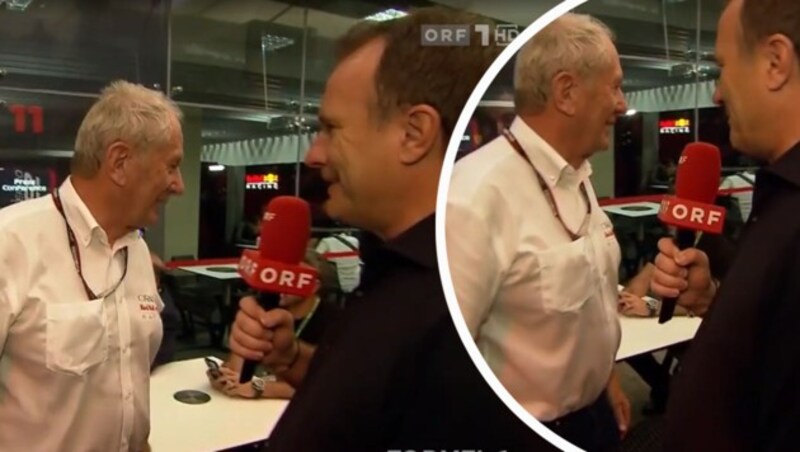 Helmut Marko lässt Ernst Hausleitner stehen. (Bild: Screenshot ORF)