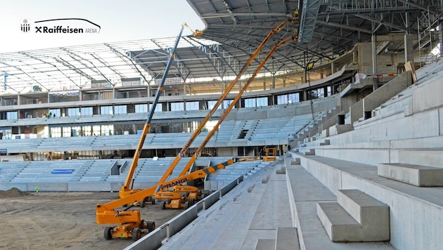 Die Bauarbeiten auf der Linzer Gugl sind in der finalen Phase (Bild: zVg LASK)