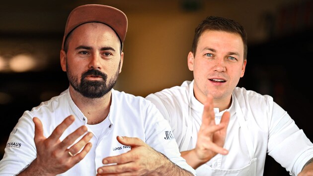 Lukas Nagl (l.) wurde im neuen Gault&Millau zu Österreichs Koch des Jahres gekürt. Wie Philip Rachinger (r.) erhielt er 18,5 Punkte. (Bild: Krone KREATIV, Markus Wenzel)