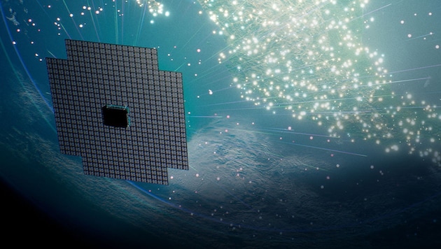 Künstlerische Illustration: Der Mega-Satellit BlueWalker 3 von AST SpaceMobile soll Smartphones ...