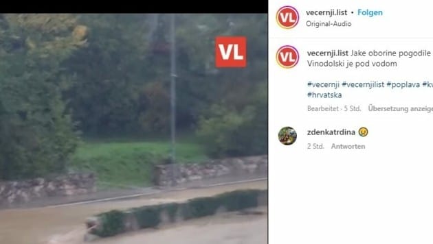 Die Überschwemmungen trafen vor allem die Kleinstadt Novi Vindolski an der Adriaküste. (Bild: Screenshot Instagram/vecernji.list)