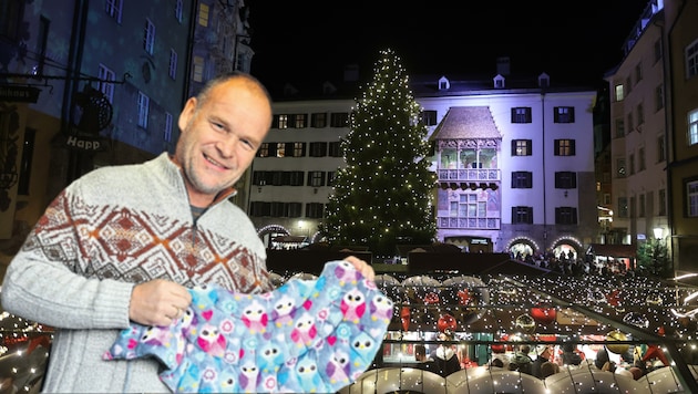 Peter Abart ist einer der Verkäufer beim Christkindlmarkt in Innsbruck. Auf eine Preiserhöhung verzichtet er heuer noch. (Bild: Christof Birbaumer, Amir Beganovic)