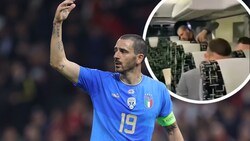 Leonardo Bonucci kracht mit einem Fan aneinander. (Bild: APA/AFP/Gent SHKULLAKU, twitter.com/juve_canal)