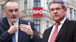 Roter Clinch: Die SPÖ Burgenland fragte nach Hans Peter Doskozils Beliebtheit als Kanzlerkandidat. Bundesgeschäftsführer Christian Deutsch reagierte nun auf die Umfrage. (Bild: APA, Krone KREATIV)