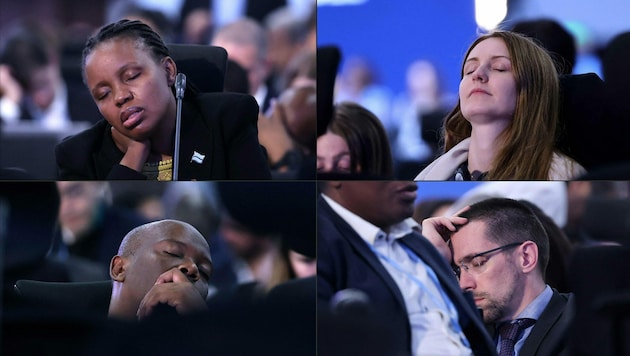 Schlafende Konferenzteilnehmer: Wie sinnvoll ist dieser Gipfel eigentlich noch? (Bild: JOSEPH EID / AFP / picturedesk.com)