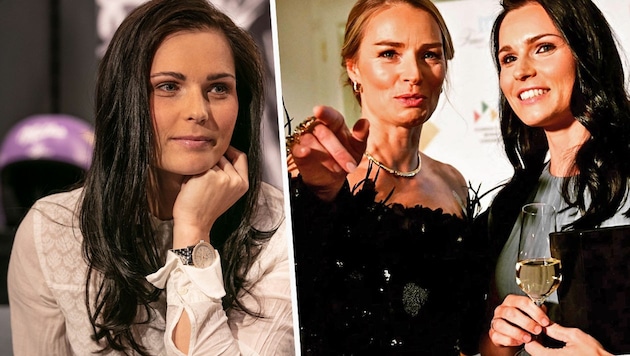 Anna Veith (links und ganz rechts) mit Tina Maze (Bild: APA/ÖSTERREICHISCHER SKIVERBAND/MIRJA GEH, Instagram.com/anna.veith)