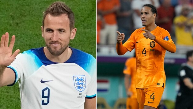 Englands Harry Kane (links), Hollands Virgil van Dijk (Bild: AP)