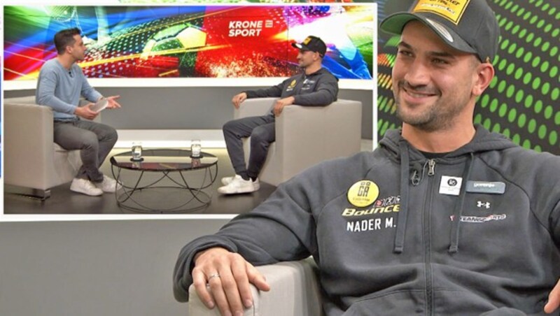 Marcos Nader im krone.tv-Sport-Studio im Gespräch mit Michael Fally (Bild: krone.tv)