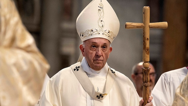Papst Franziskus während eines Gottesdienstes für Mitarbeiter von Caritas Internationalis (Bild: APA/AFP/Tiziana FABI)