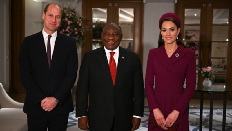 Prinz William und Prinzessin Kate empfingen Cyril Ramaphosa in London. (Bild: AFP )