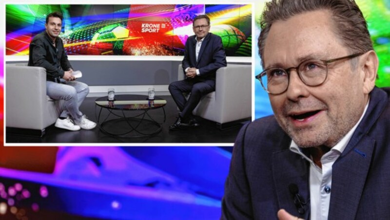 Der designierte Rapid-Präsident Alexander Wrabetz im krone.tv-Studio bei Michael Fally (Bild: Mario Urbantschitsch)