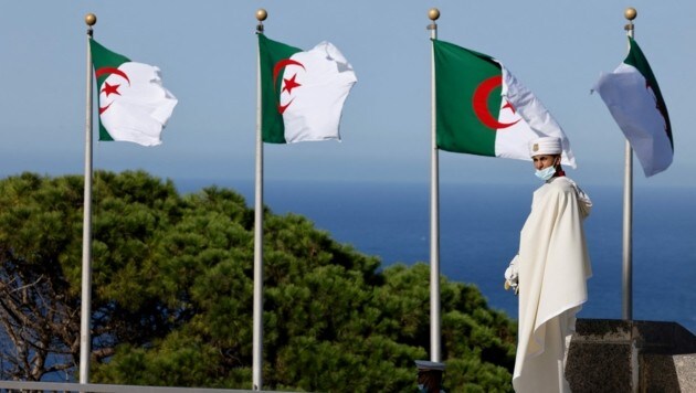 Algerische Flaggen wehen in Algier. 49 Menschen wurden von einem Gericht in Algerien zum Tode verurteilt. (Bild: AFP)