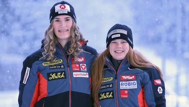 Rodlerinnen Selina Egle (li) und Lara Kipp bilden das erste Damen-Doppel in Österreich. (Bild: Birbaumer Christof)