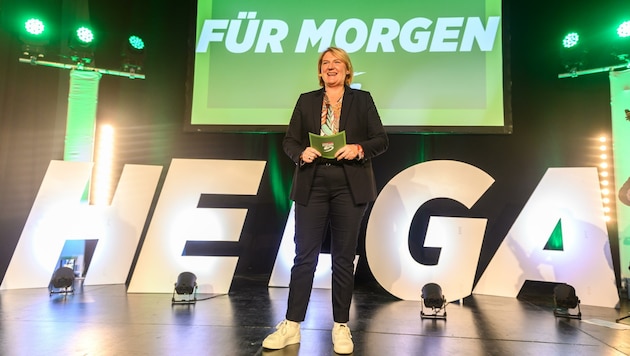 „Für morgen“ arbeiten: Knapp 200 Gäste klatschten Helga Krismer & Co. ein, als die Grünen am Sonntag in Horn als erste Partei offiziell in den Landtagswahlkampf starteten. (Bild: Molnar Attila)