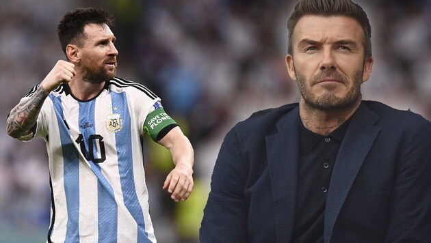 Lionel Messi und David Beckham (Bild: LaPresse, afp, krone.at-grafik)
