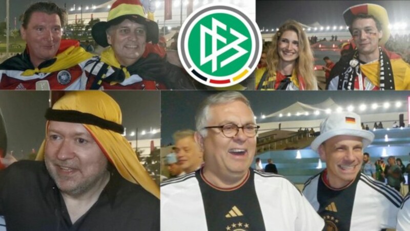 Deutsche Fans nach dem Spanien-Spiel in Katar (Bild: AFP/SID)