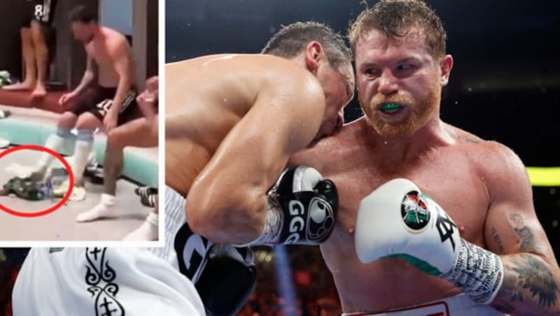 Canelo Alvarez (re.) droht(e) Lionel Messi (li.). (Bild: APA/Getty Images via AFP/GETTY IMAGES/Sarah Stier, twitter.com/dona_pily2)