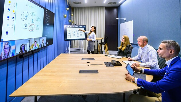 Der Besprechungsraum „Hive Vienna“ bei Microsoft Österreich (Bild: Microsoft/ Marko Kovic)