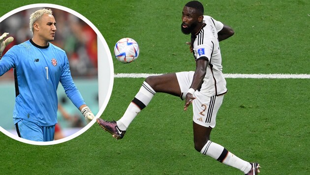 Ein spezielles WM-Duell zwischen Keylor Navas (li.) und Antonio Rüdiger (Bild: APA/AFP/Raul ARBOLEDA, APA/NICOLAS TUCAT)