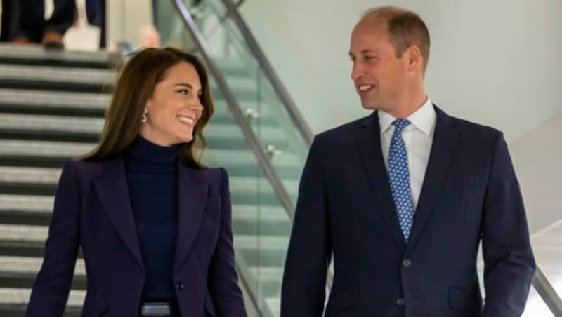 Prinzessin Kate und Prinz William tauschten in Boston verliebte Blicke. (Bild: Joshua Qualls/Massachusetts Governor's Press Office via AP)