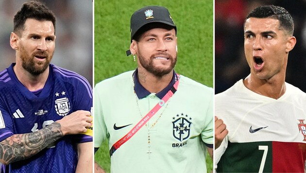 Lionel Messi, Neymar und Cristiano Ronaldo (Bild: AFP, krone.at-grafik)