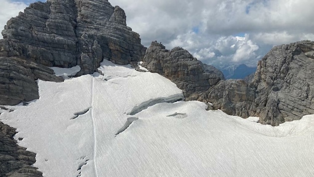 Da ist ja noch ein bisschen Gletscher am Dachstein! Ein Bild vom Sommer 2021. (Bild: BRD Hallstatt)