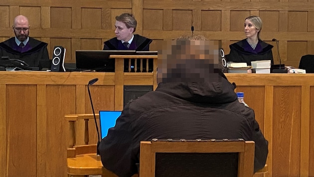 Die Geschworenen sitzen um den vorsitzenden Richter Christoph Stadler (Mitte). Sie folgten der Empfehlung von Gerichtsgutachter Reinhard Haller. (Bild: Chantal Dorn, Krone KREATIV)