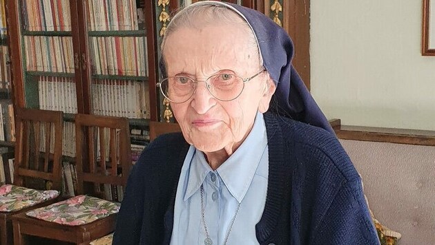 Die Klagenfurter Ursulinenschwester Maria Nopp ist die älteste Ordensfrau Kärntens: Sie feiert ihren 105. Geburtstag! (Bild: Der Sonntag)